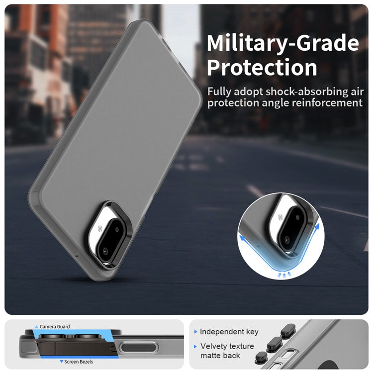 For Samsung Galaxy F06 5G  /  M06 5G Case PC + TPU + PET Matte Anti-Drop Phone Back Cover - Black