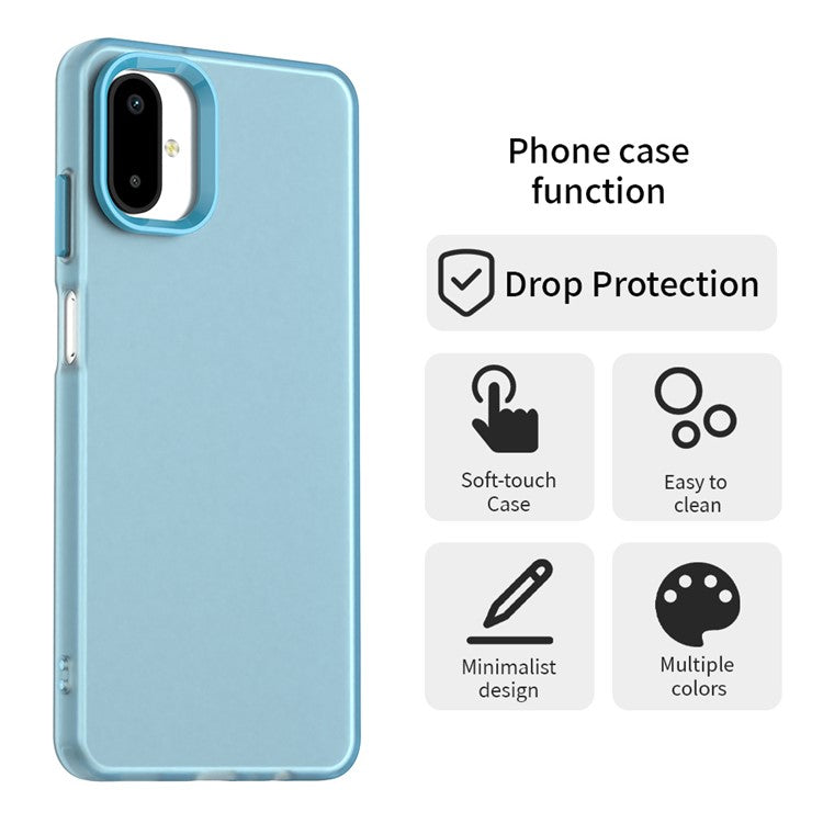 For Samsung Galaxy F06 5G  /  M06 5G Case PC + TPU + PET Matte Anti-Drop Phone Back Cover - Blue