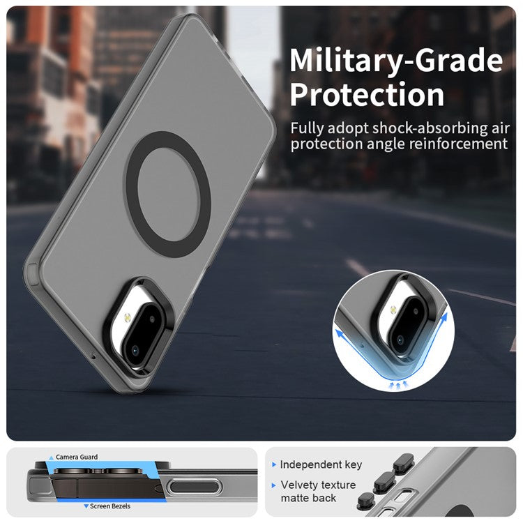 For Samsung Galaxy F06 5G  /  M06 5G Case Compatible with MagSafe Anti Drop Hybrid Phone Back Cover - Black