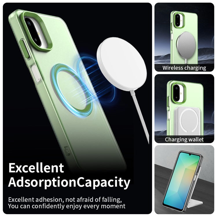 For Samsung Galaxy F06 5G  /  M06 5G Case Compatible with MagSafe Anti Drop Hybrid Phone Back Cover - Green