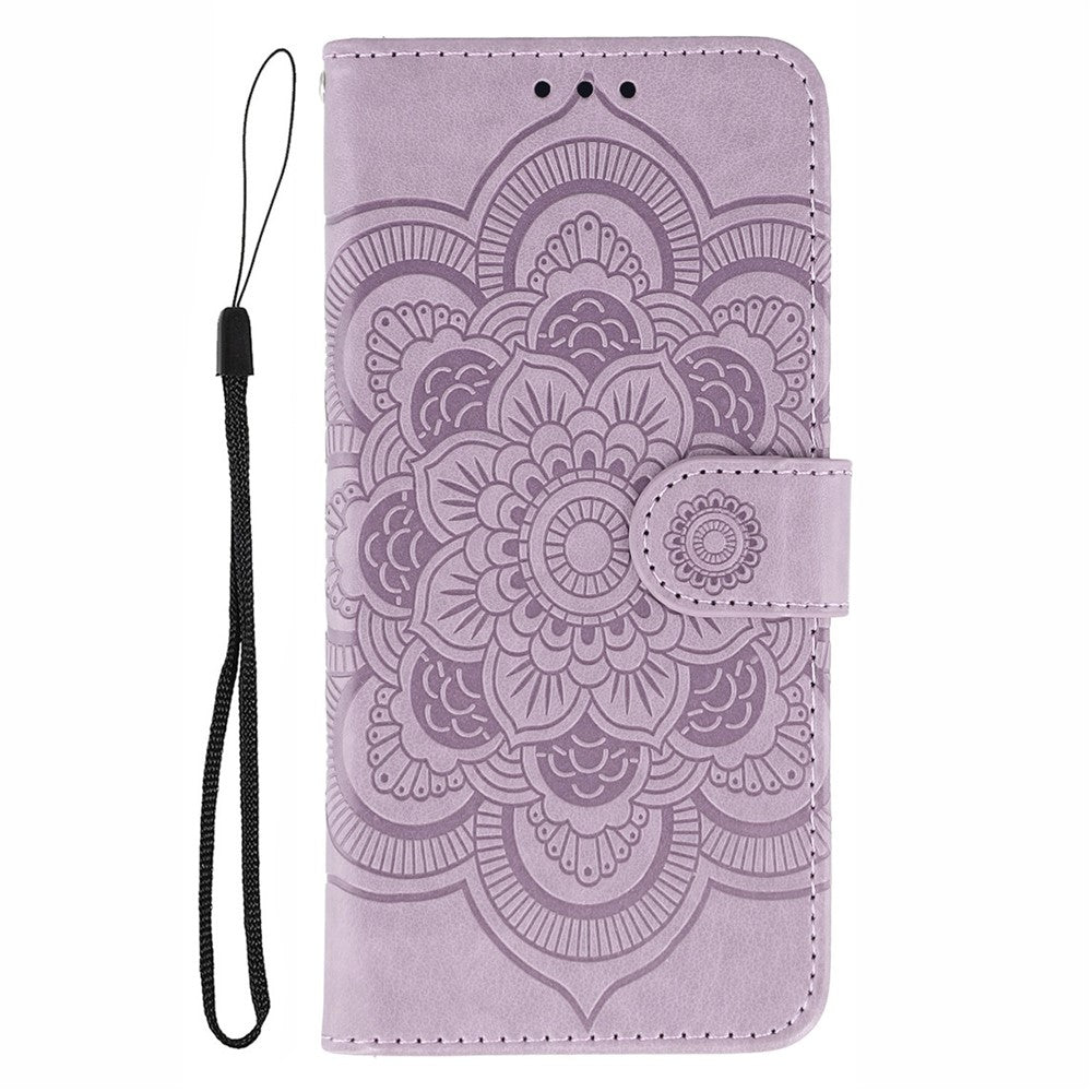 For Oppo Reno13 5G (Global) Case PU Leather Mandala Imprinted Design Wallet Phone Cover - Purple