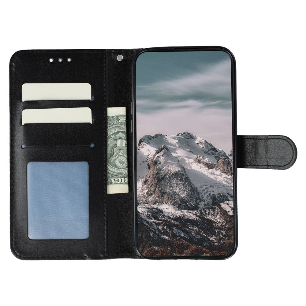 For Oppo Reno13 Pro 5G Case PU Leather Mandala Imprinted Design Wallet Phone Cover - Black