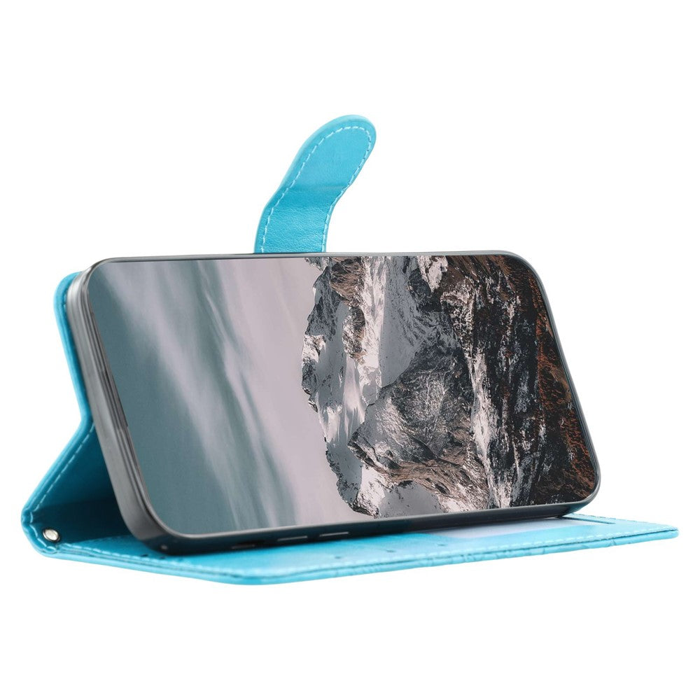 For Oppo Reno13 Pro 5G Case PU Leather Mandala Imprinted Design Wallet Phone Cover - Blue