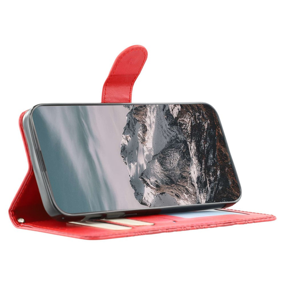 For Oppo Reno13 F 4G / 5G Case PU Leather Mandala Imprinted Design Wallet Phone Cover - Red