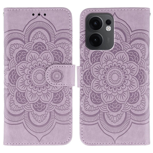 For Oppo Reno13 F 4G / 5G Case PU Leather Mandala Imprinted Design Wallet Phone Cover - Purple