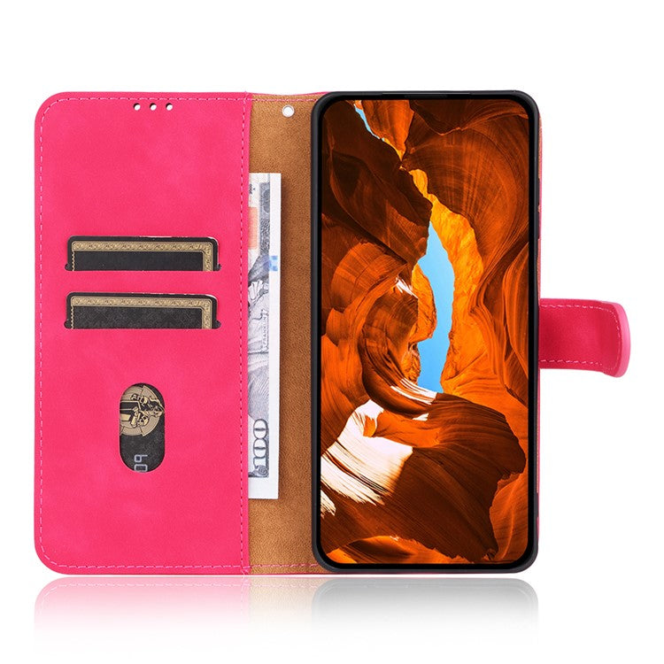 For Samsung Galaxy F06 5G  /  M06 5G Leather Case Skin Feel Anti Drop Wallet Flip Phone Cover - Rose