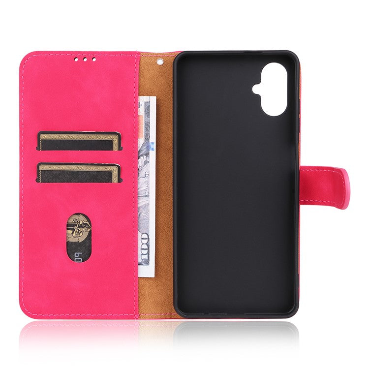 For Samsung Galaxy F06 5G  /  M06 5G Leather Case Skin Feel Anti Drop Wallet Flip Phone Cover - Rose