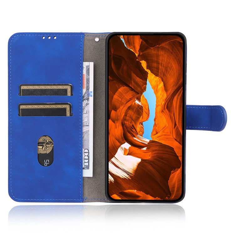 For Samsung Galaxy F06 5G  /  M06 5G Leather Case Skin Feel Anti Drop Wallet Flip Phone Cover - Blue