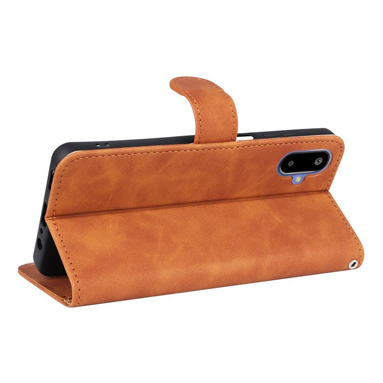 For Samsung Galaxy F06 5G  /  M06 5G Leather Case Skin Feel Anti Drop Wallet Flip Phone Cover - Brown