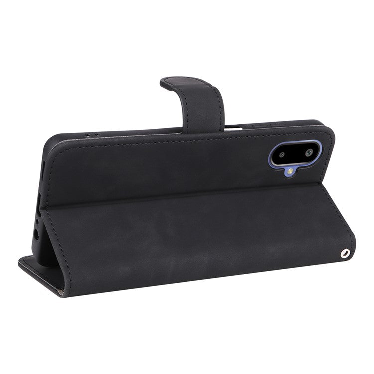 For Samsung Galaxy F06 5G  /  M06 5G Leather Case Skin Feel Anti Drop Wallet Flip Phone Cover - Black