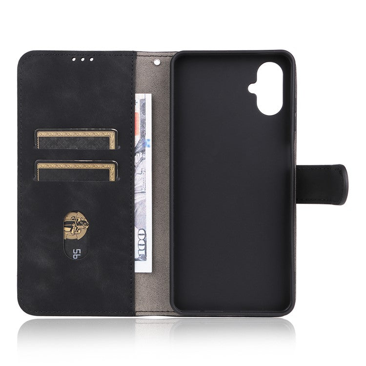 For Samsung Galaxy F06 5G  /  M06 5G Leather Case Skin Feel Anti Drop Wallet Flip Phone Cover - Black