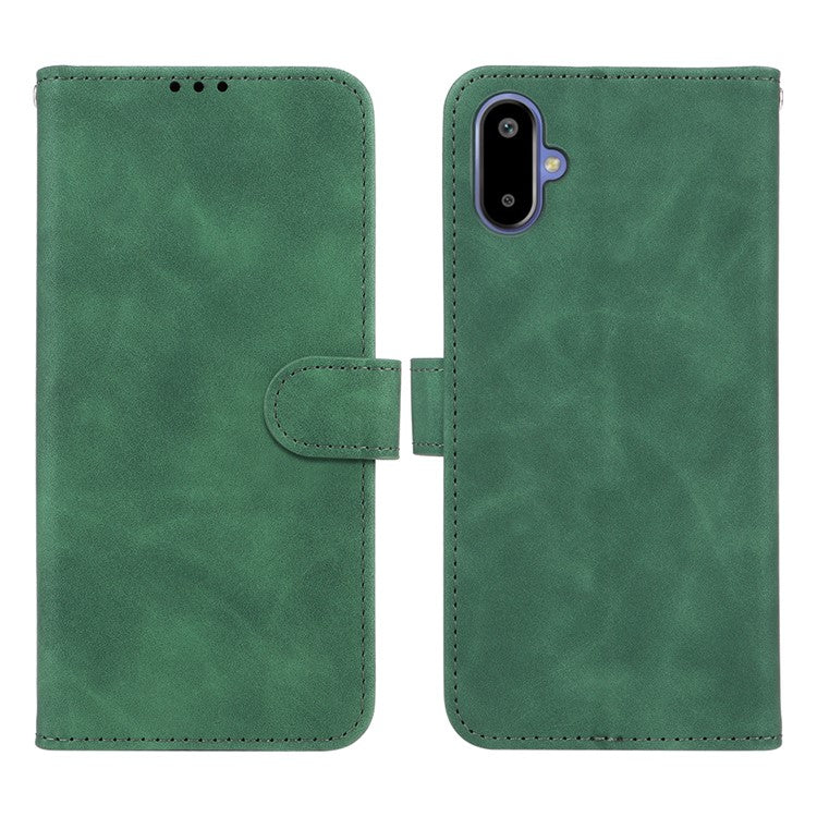For Samsung Galaxy F06 5G  /  M06 5G Leather Case Skin Feel Anti Drop Wallet Flip Phone Cover - Green