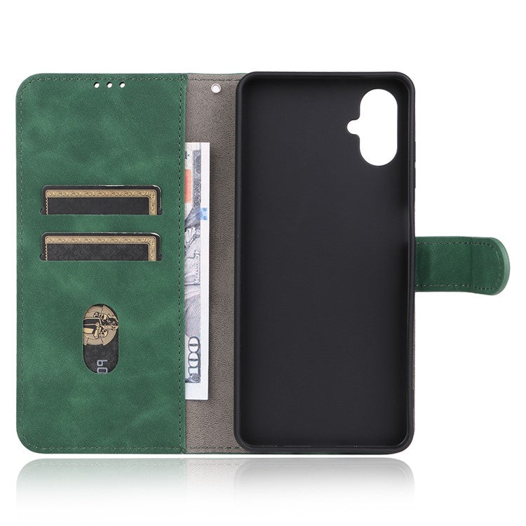 For Samsung Galaxy F06 5G  /  M06 5G Leather Case Skin Feel Anti Drop Wallet Flip Phone Cover - Green