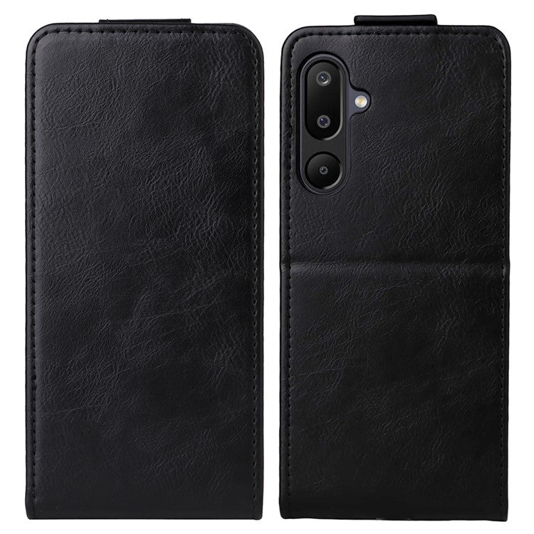 For Samsung Galaxy M16 5G  /  F16 5G Stand Case Magnetic Clasp Vertical Flip Leather Phone Cover with Card Holder - Black
