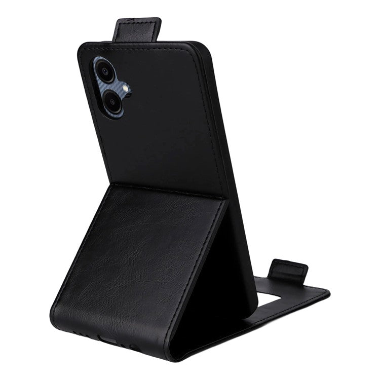 For Samsung Galaxy M16 5G  /  F16 5G Stand Case Magnetic Clasp Vertical Flip Leather Phone Cover with Card Holder - Black