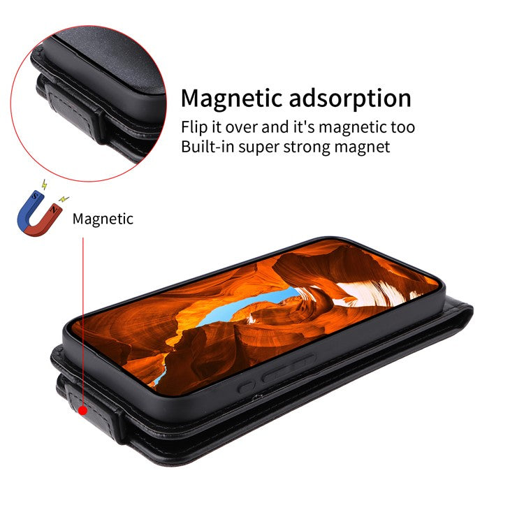 For Samsung Galaxy M16 5G  /  F16 5G Stand Case Magnetic Clasp Vertical Flip Leather Phone Cover with Card Holder - Black