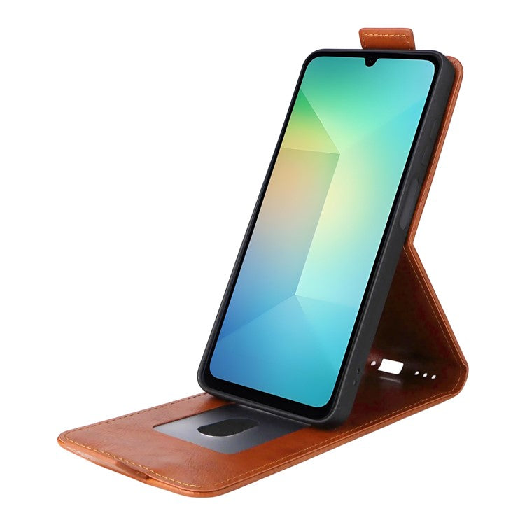 For Samsung Galaxy M16 5G  /  F16 5G Stand Case Magnetic Clasp Vertical Flip Leather Phone Cover with Card Holder - Orange
