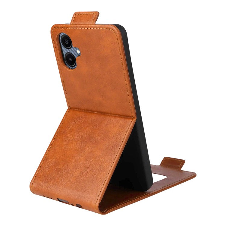 For Samsung Galaxy M16 5G  /  F16 5G Stand Case Magnetic Clasp Vertical Flip Leather Phone Cover with Card Holder - Orange