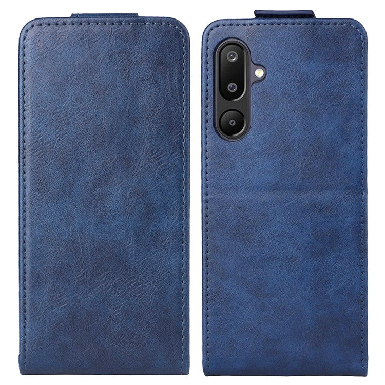 For Samsung Galaxy M16 5G  /  F16 5G Stand Case Magnetic Clasp Vertical Flip Leather Phone Cover with Card Holder - Dark Blue