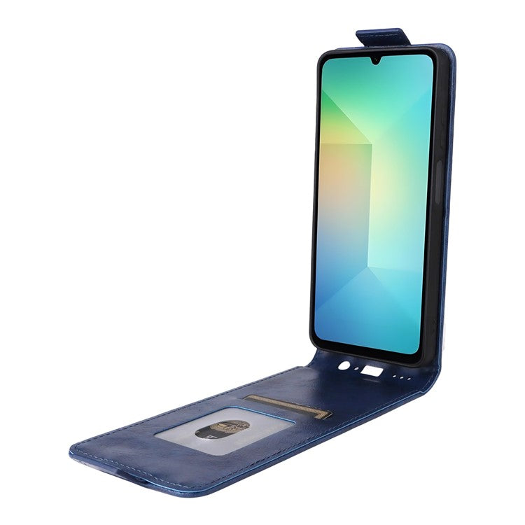 For Samsung Galaxy M16 5G  /  F16 5G Stand Case Magnetic Clasp Vertical Flip Leather Phone Cover with Card Holder - Dark Blue