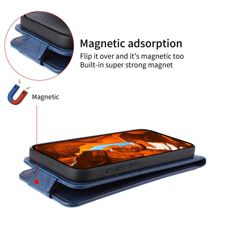 For Samsung Galaxy M16 5G  /  F16 5G Stand Case Magnetic Clasp Vertical Flip Leather Phone Cover with Card Holder - Dark Blue