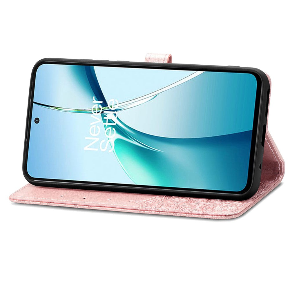 For Oppo Reno13 5G (Global) Wallet Case Mandala Flower Leather Phone Cover Stand - Rose Gold