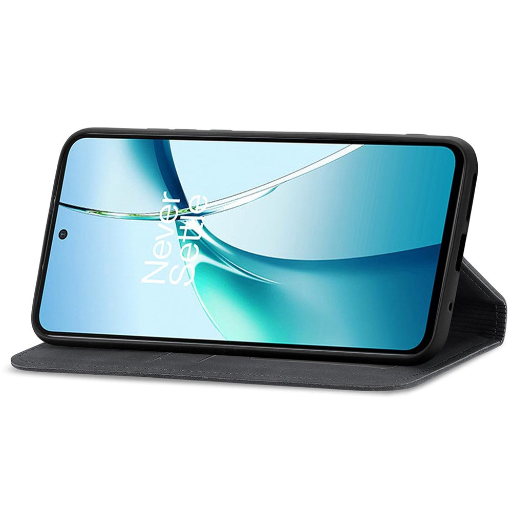 For Oppo Reno13 5G (Global) Leather Case with Card Holder Magnetic Absorption Phone Cover - Black