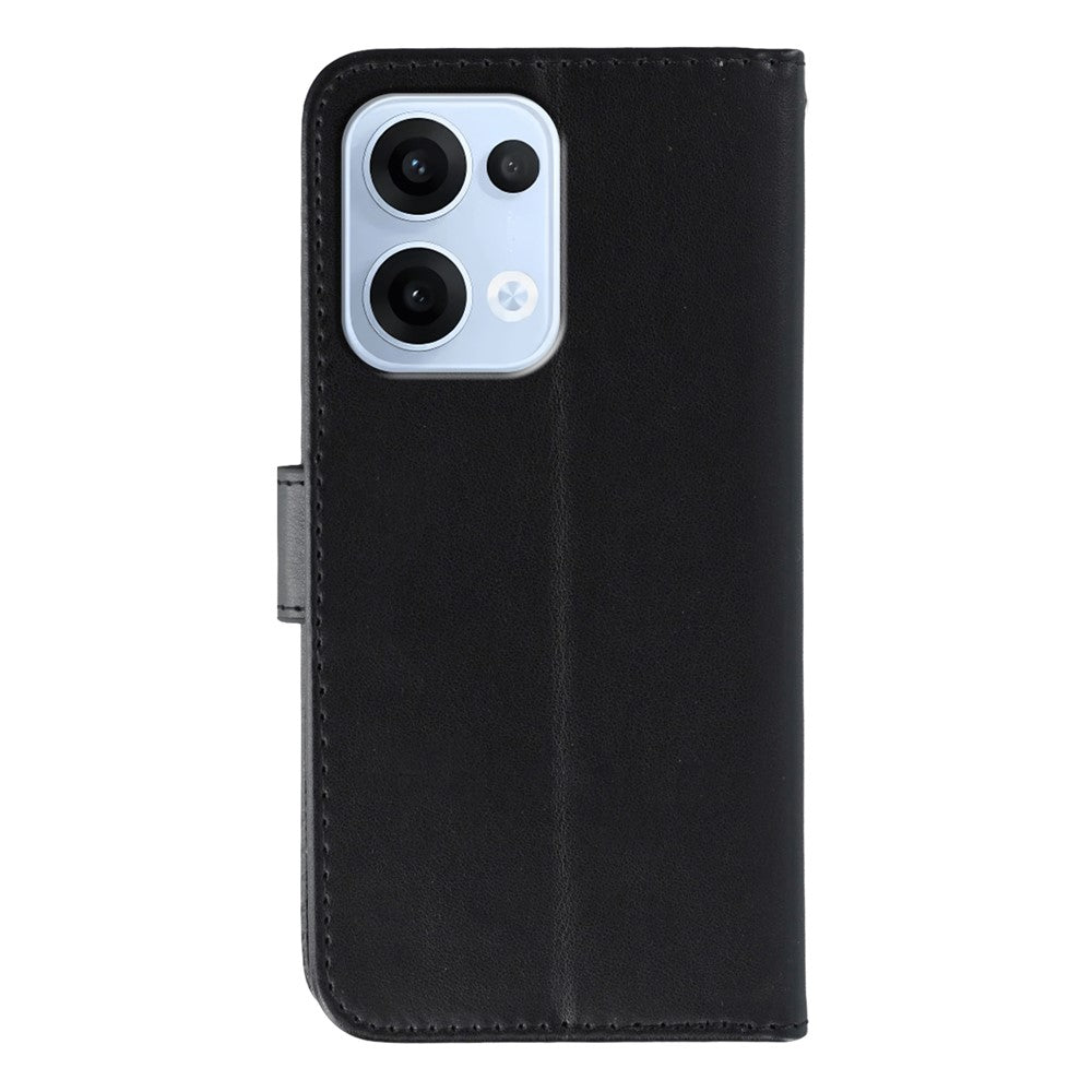 For Oppo Reno13 5G (Global) Case PU Leather Flip Wallet Phone Cover with Strap - Black