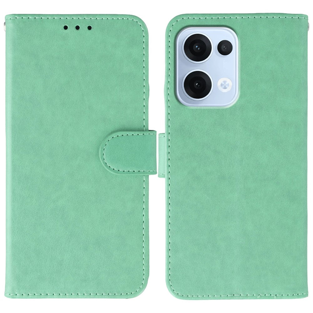 For Oppo Reno13 5G (Global) Case PU Leather Flip Wallet Phone Cover with Strap - Green