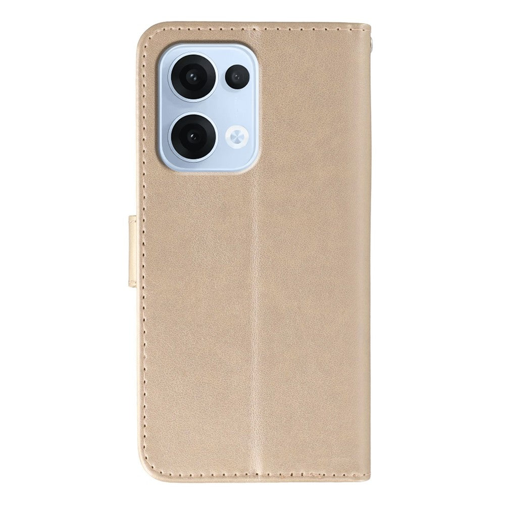 For Oppo Reno13 5G (Global) Case PU Leather Flip Wallet Phone Cover with Strap - Rose Gold