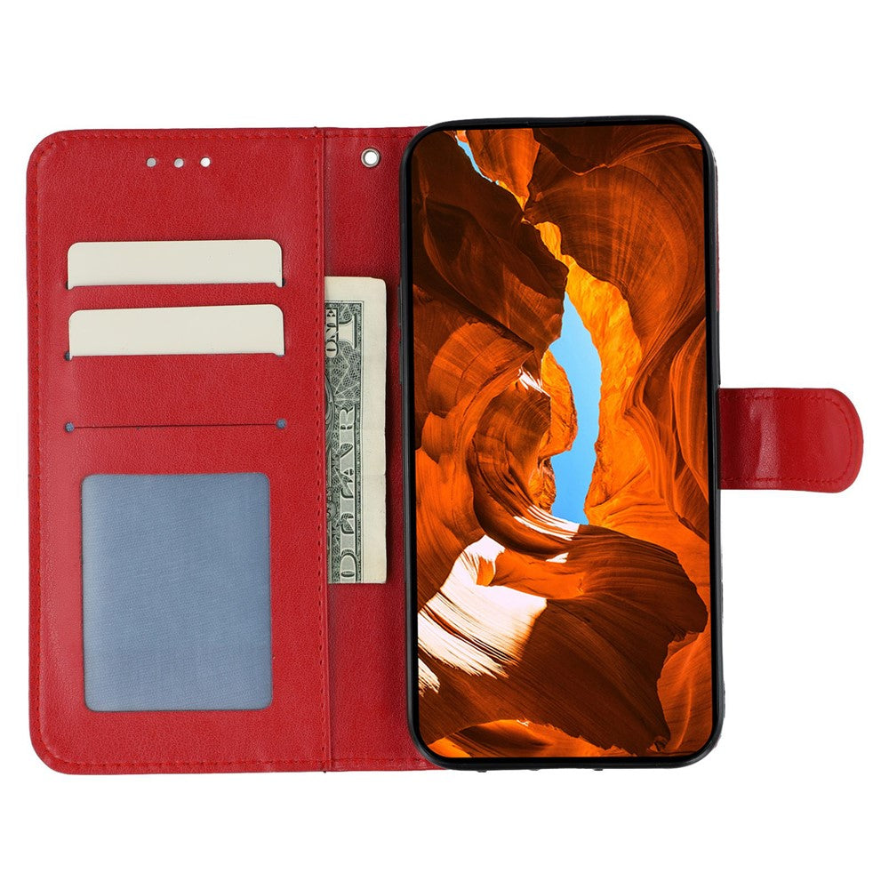 For Oppo Reno13 5G (Global) Case PU Leather Flip Wallet Phone Cover with Strap - Red