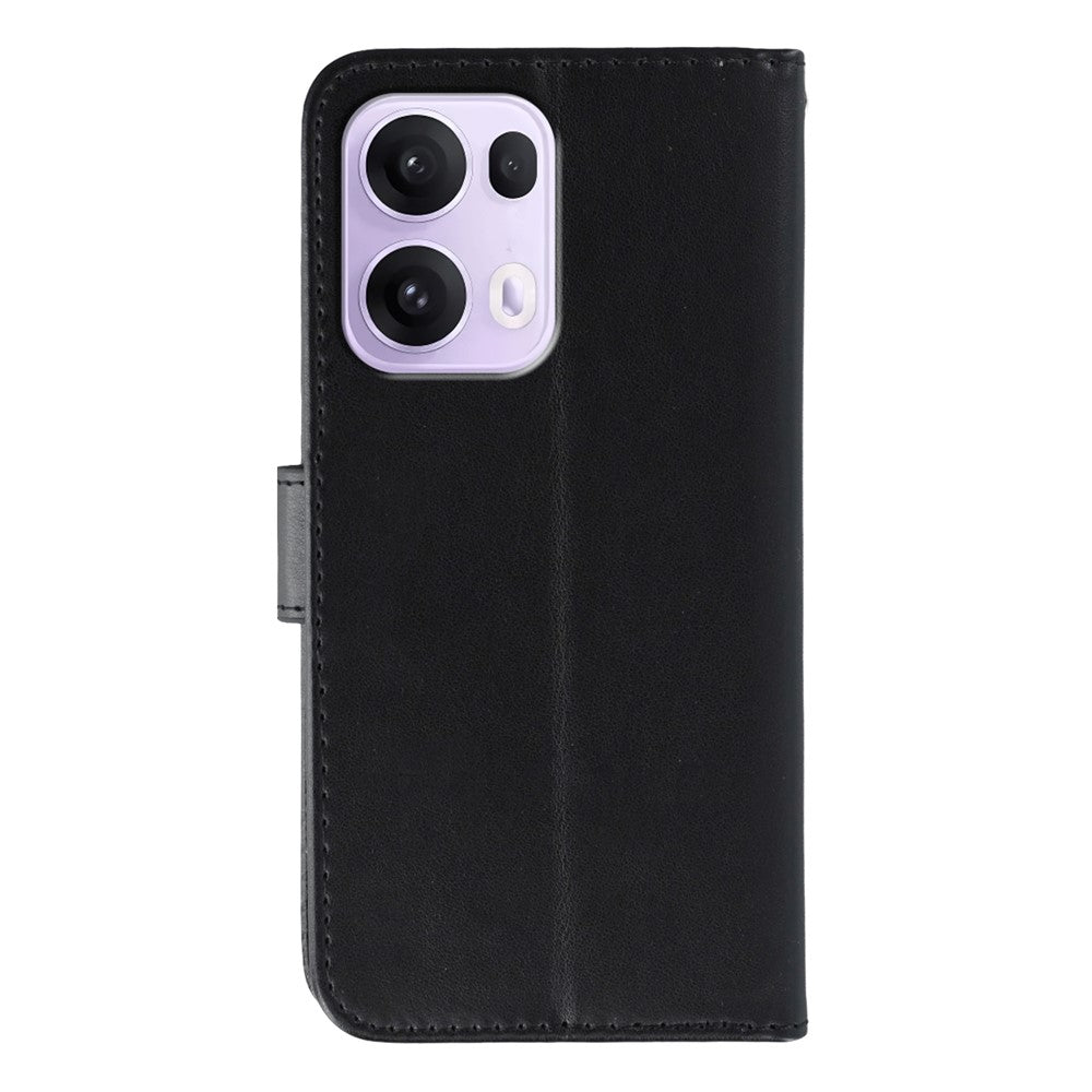 For Oppo Reno13 Pro 5G Case PU Leather Flip Wallet Phone Cover with Strap - Black