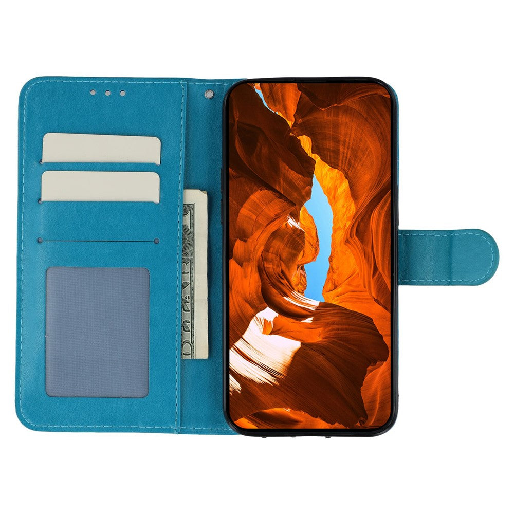 For Oppo Reno13 Pro 5G Case PU Leather Flip Wallet Phone Cover with Strap - Blue