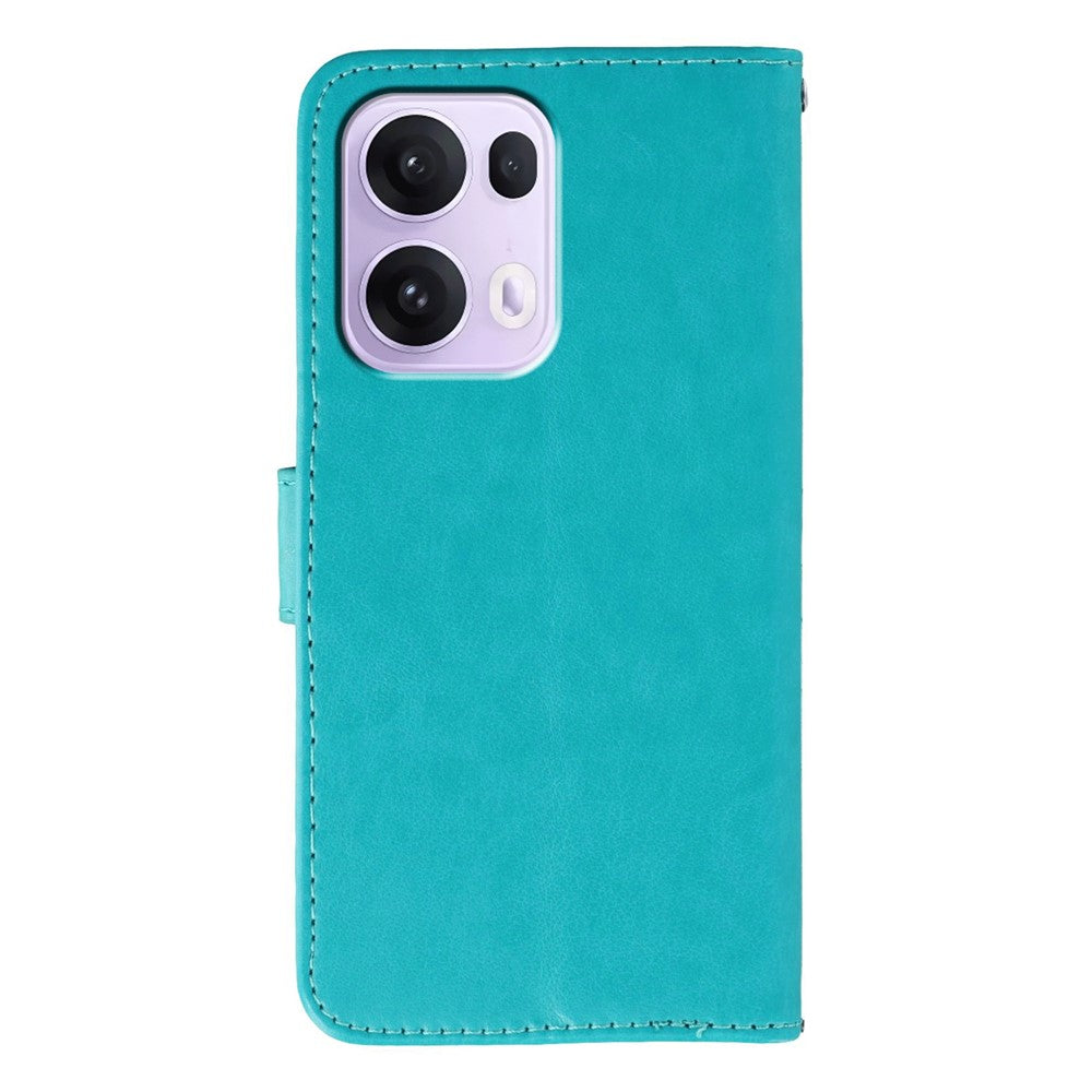 For Oppo Reno13 Pro 5G Case PU Leather Flip Wallet Phone Cover with Strap - Blue