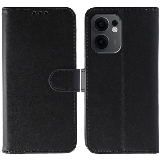 For Oppo Reno13 F 4G / 5G Case PU Leather Flip Wallet Phone Cover with Strap - Black