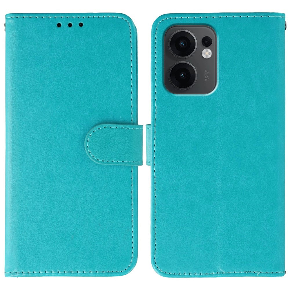 For Oppo Reno13 F 4G / 5G Case PU Leather Flip Wallet Phone Cover with Strap - Blue