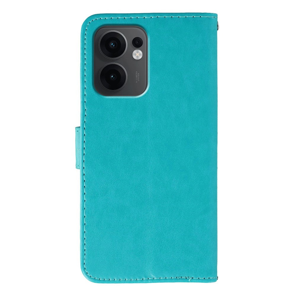 For Oppo Reno13 F 4G / 5G Case PU Leather Flip Wallet Phone Cover with Strap - Blue