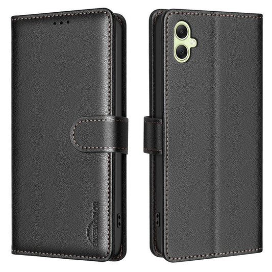 BINFEN COLOR BF32 For Samsung Galaxy F06 5G  /  M06 5G Leather Case Wallet RFID Blocking Phone Cover - Black