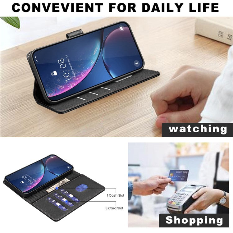 BINFEN COLOR BF32 For Samsung Galaxy F06 5G  /  M06 5G Leather Case Wallet RFID Blocking Phone Cover - Black