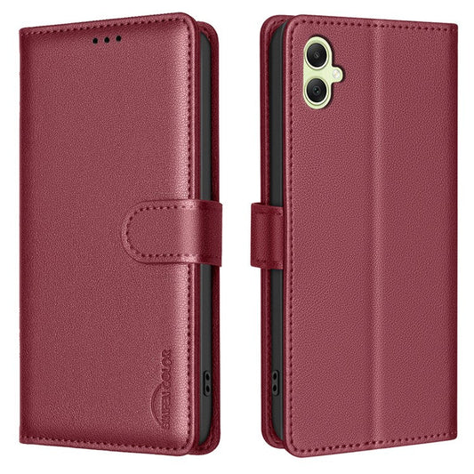 BINFEN COLOR BF32 For Samsung Galaxy F06 5G  /  M06 5G Leather Case Wallet RFID Blocking Phone Cover - Red