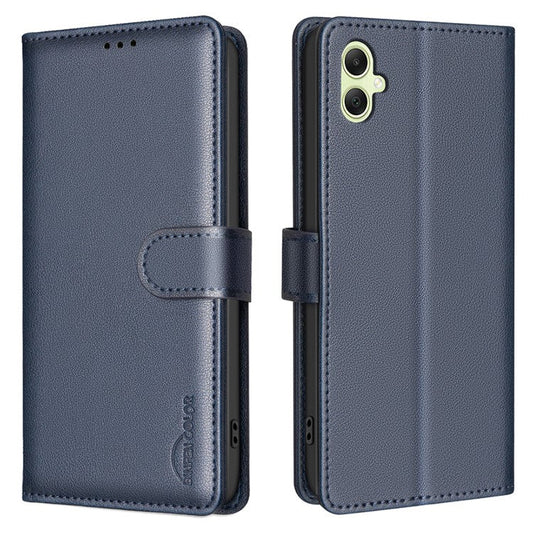 BINFEN COLOR BF32 For Samsung Galaxy F06 5G  /  M06 5G Leather Case Wallet RFID Blocking Phone Cover - Blue