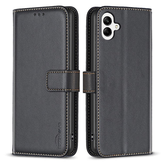 BINFEN COLOR BF17 For Samsung Galaxy F06 5G  /  M06 5G Case Wallet Folio Flip Leather Cover - Black