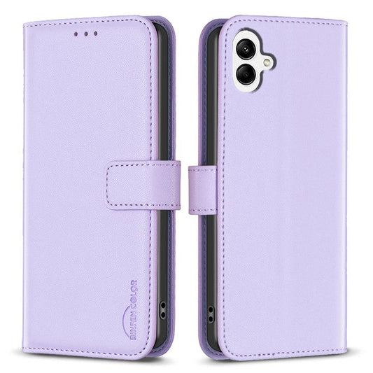 BINFEN COLOR BF17 For Samsung Galaxy F06 5G  /  M06 5G Case Wallet Folio Flip Leather Cover - Purple