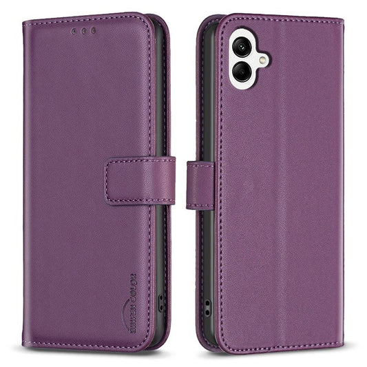 BINFEN COLOR BF17 For Samsung Galaxy F06 5G  /  M06 5G Case Wallet Folio Flip Leather Cover - Dark Purple