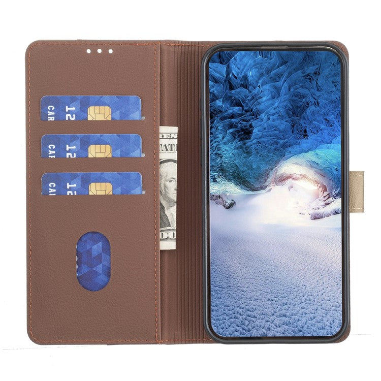 BINFEN COLOR BF33 For Samsung Galaxy F16 5G  /  M16 5G Leather Case Splicing Color RFID Blocking Wallet Stand Phone Cover - Brown