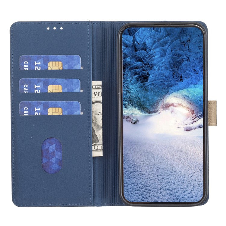 BINFEN COLOR BF33 For Samsung Galaxy F16 5G  /  M16 5G Leather Case Splicing Color RFID Blocking Wallet Stand Phone Cover - Blue