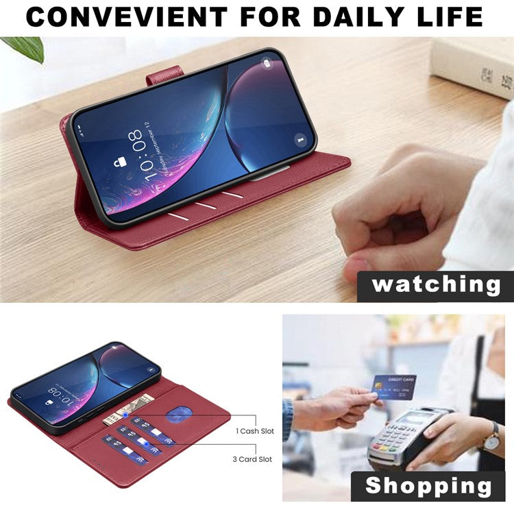 BINFEN COLOR BF32 For Samsung Galaxy F16 5G  /  M16 5G Leather Case Wallet RFID Blocking Phone Cover - Red