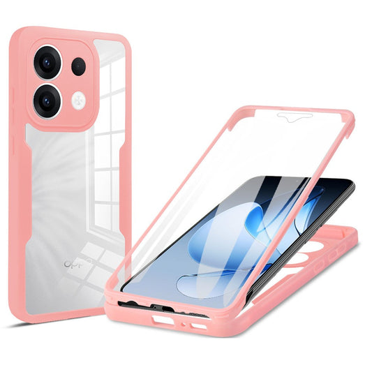 For Oppo Reno13 5G (Global) Case Acrylic + TPU Clear Phone Cover with PET Screen Film - Pink