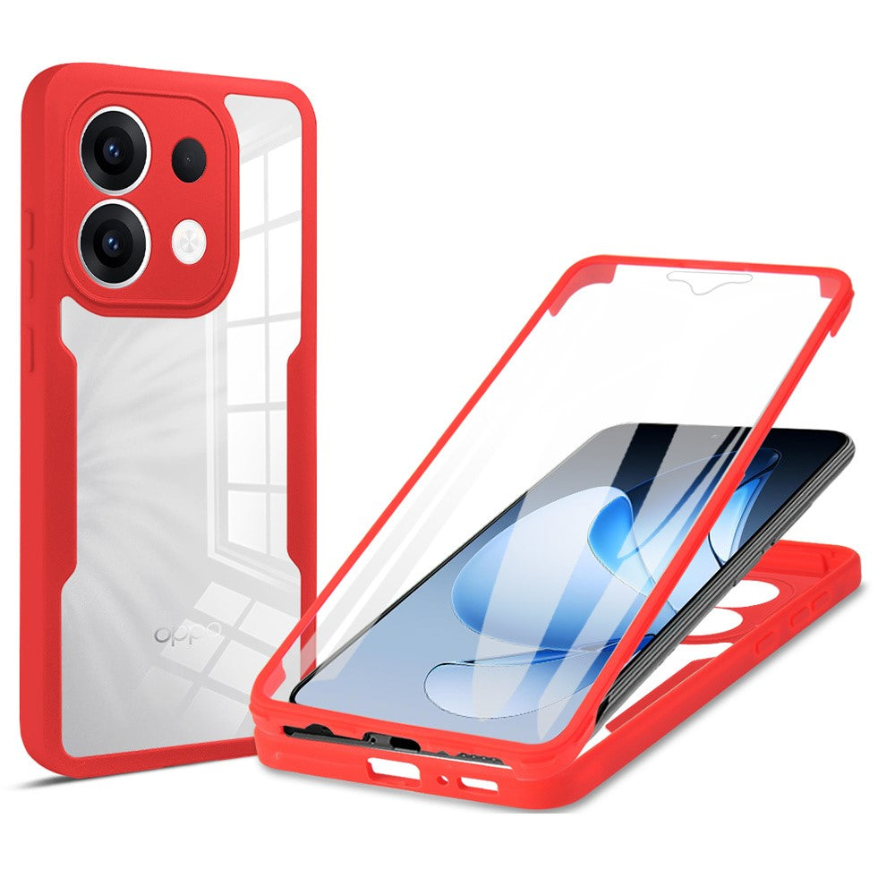 For Oppo Reno13 5G (Global) Case Acrylic + TPU Clear Phone Cover with PET Screen Film - Red