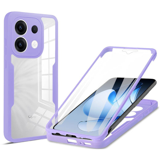 For Oppo Reno13 5G (Global) Case Acrylic + TPU Clear Phone Cover with PET Screen Film - Purple